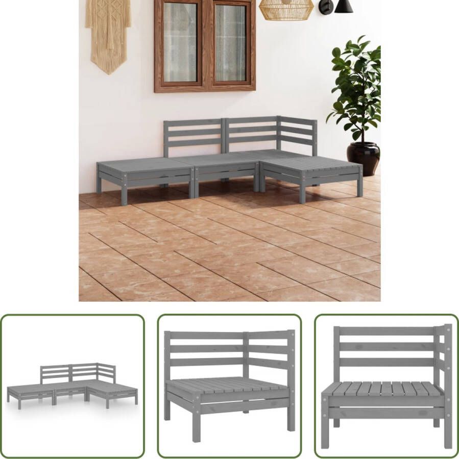 The Living Store Tuinset Grenenhout Grijs Middenbank- 63.5 x 63.5 x 62.5 cm Hoekbank- 63.5 x 63.5 x 62.5 cm Voetenbank- 63.5 x 63.5 x 28.5 cm