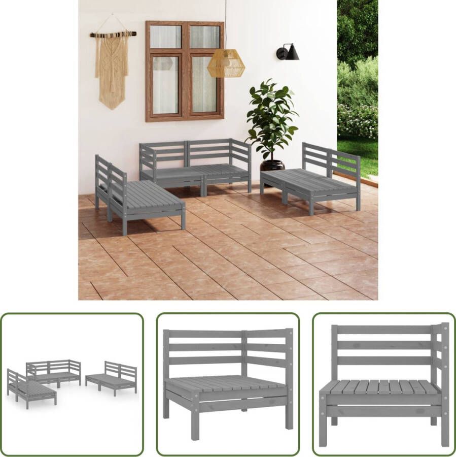 The Living Store Tuinset Grenenhout Grijs Middenbank- 63.5 x 63.5 x 62.5 cm Hoekbank- 63.5 x 63.5 x 62.5 cm