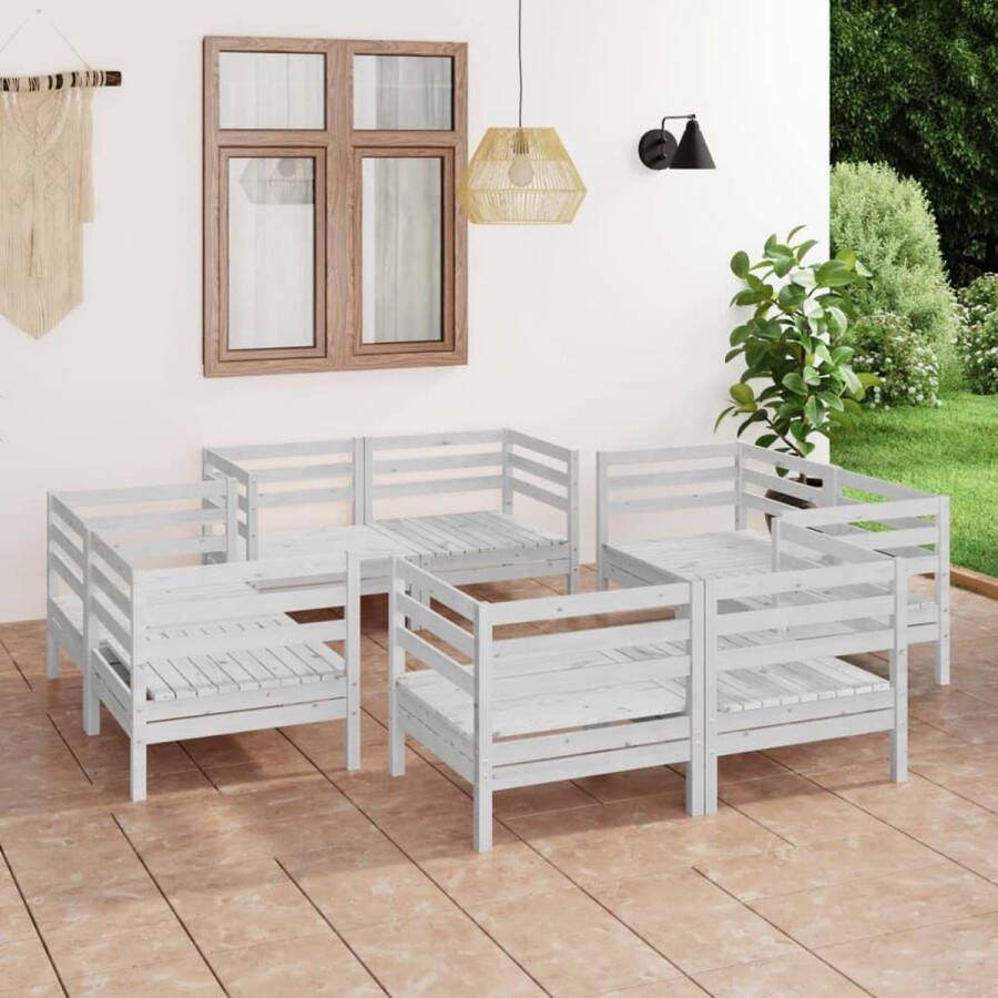 The Living Store Tuinset Grenenhout Hoekbank 63.5x63.5x62.5cm Set van 8