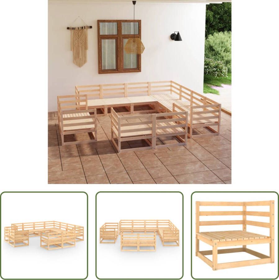 The Living Store Tuinset Grenenhout Hoekbank 70x70x67cm Middenbank 70x70x67cm Bruin