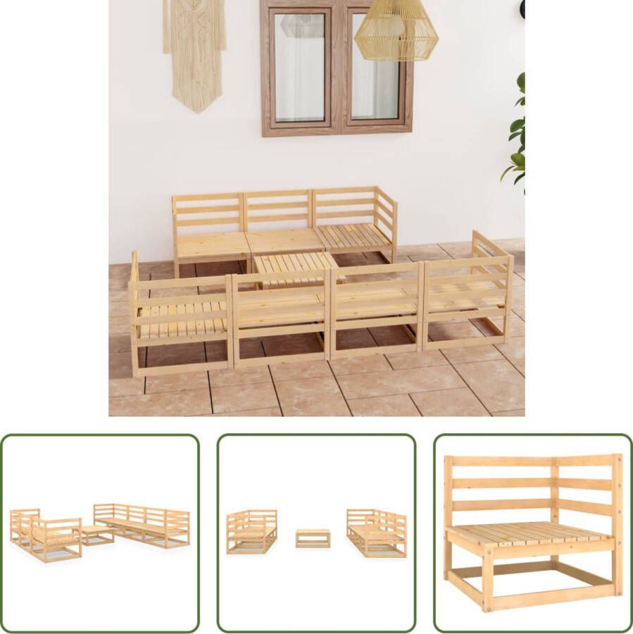 The Living Store Tuinset Grenenhout Hoekbank en Middenbank Tafel 70x70x67cm Montage vereist