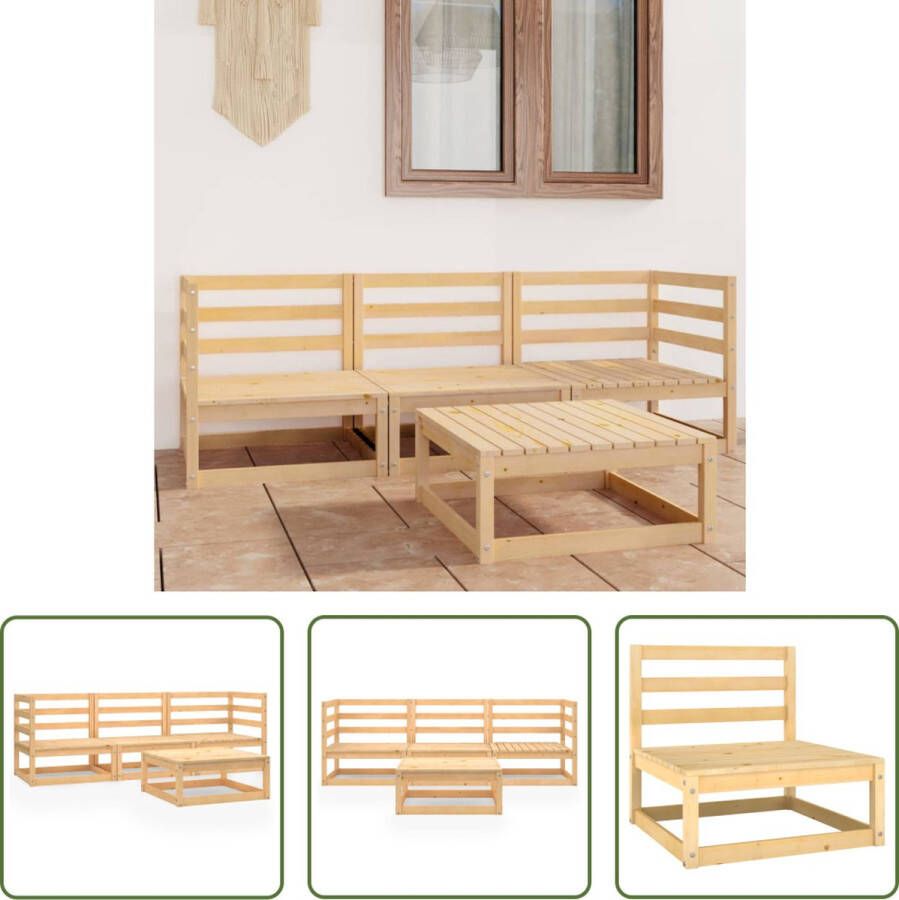 The Living Store Tuinset Grenenhout Hoekbank Middenbank Tafel 70x70x67 cm Montage vereist