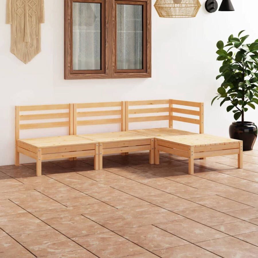 The Living Store Tuinset Grenenhout Hoek middenbank 63.5 x 63.5 x 62.5 cm Voetenbank tafel 63.5 x 63.5 x 28.5 cm Modulair Weerbestendig