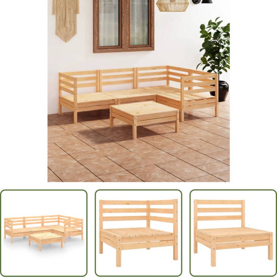 The Living Store Tuinset Grenenhout Hoek middenbank 63.5x63.5x62.5 Voetenbank tafel 63.5x63.5x28.5 Modulair