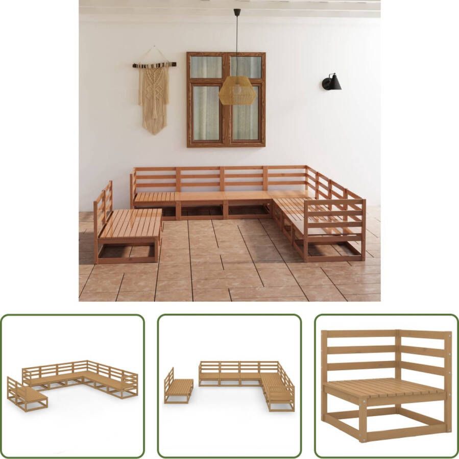 The Living Store Tuinset Grenenhout Klassiek 70x70x67 cm Honingbruin