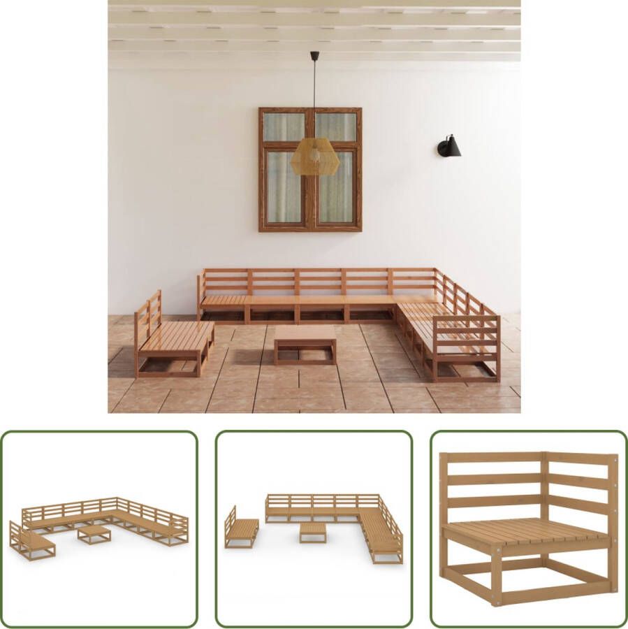 The Living Store Tuinset Grenenhout Klassiek design 70x70x67cm Honingbruin