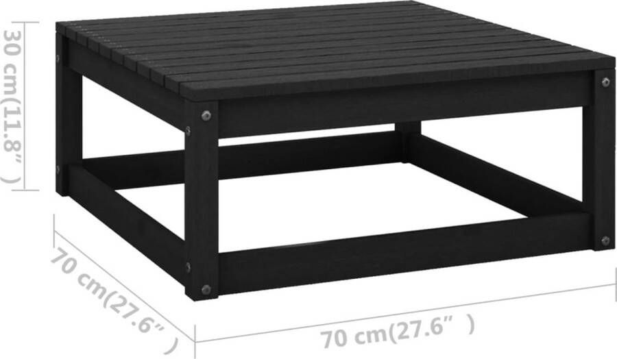 The Living Store Tuinset Grenenhout Klassiek Zwart Hoekbank 70x70x67cm Middenbank 70x70x67cm Tafel Voetenbank 70x70x30cm