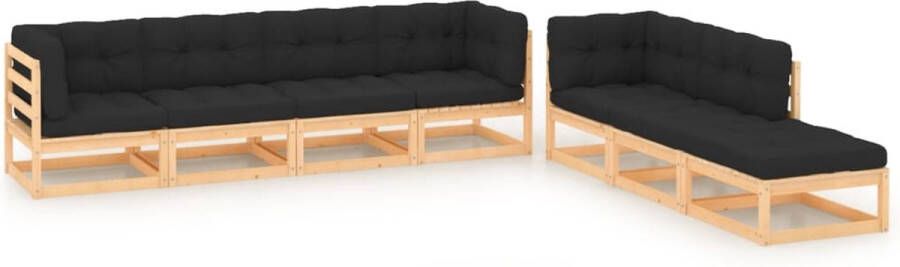 The Living Store Tuinset Grenenhout Lounge 70x70x67 cm Antraciet kussen