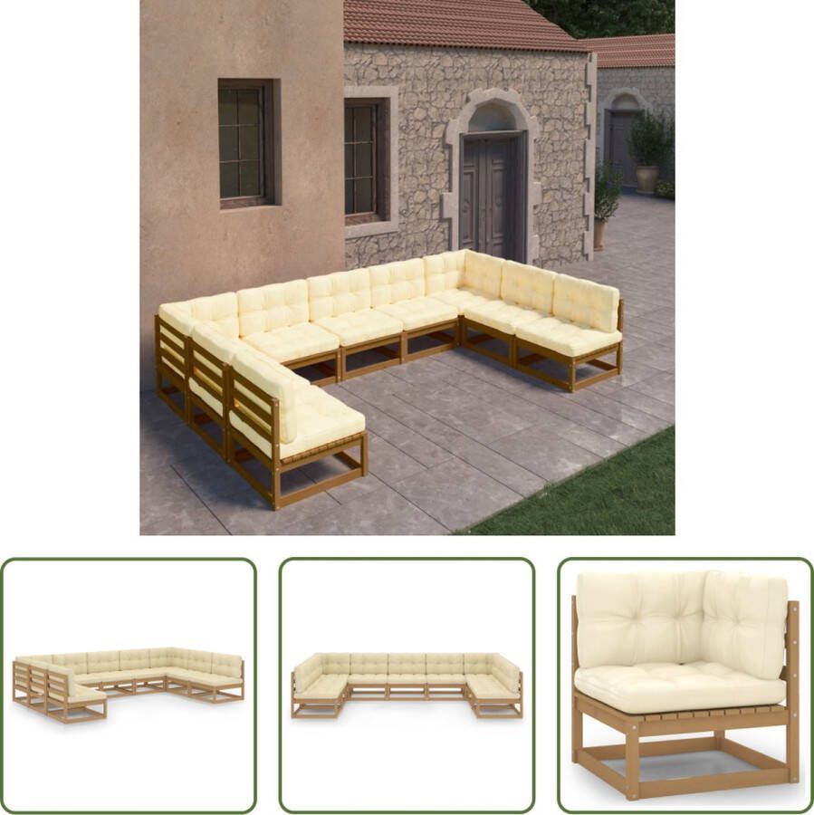 The Living Store Tuinset Grenenhout Lounge 70x70x67 cm Honingbruin