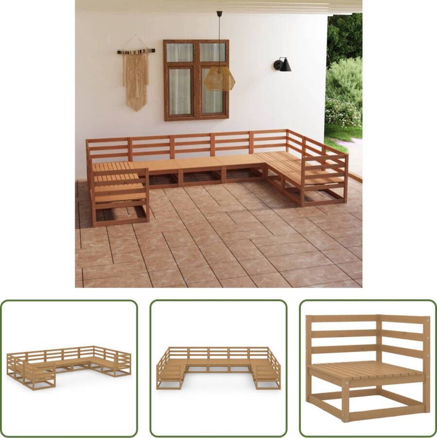 The Living Store Tuinset Grenenhout Midden hoekbank (70x70x67 cm) 5x middenbank 4x hoekbank