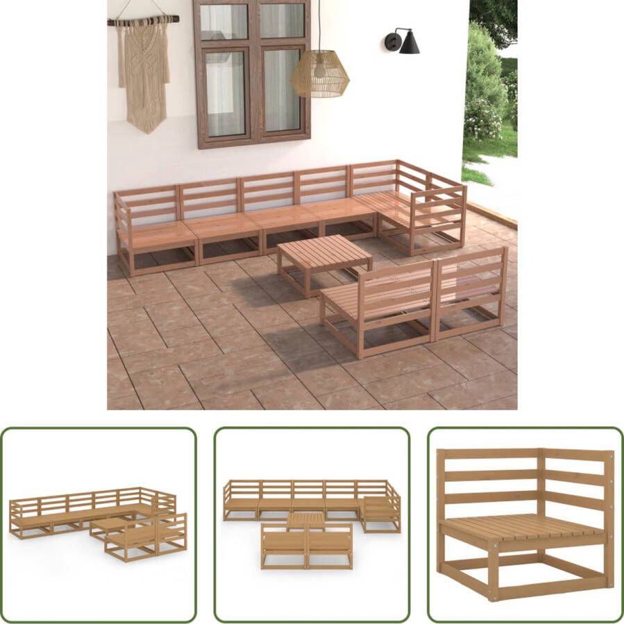 The Living Store Tuinset Grenenhout Midden hoekbank 70x70x67 cm Tafel 70x70x30 cm Honingbruin