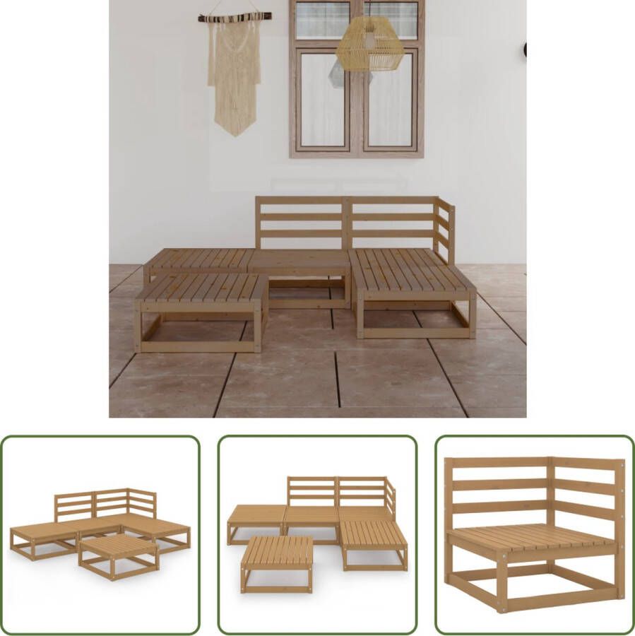 The Living Store Tuinset Grenenhout Midden Hoekbank 70x70x67 cm Voetenbank Tafel 70x70x30 cm