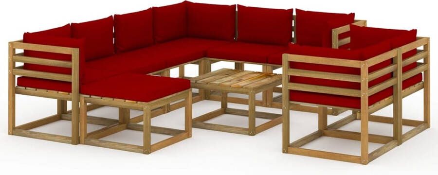 The Living Store Tuinset Grenenhout Modulair Wijnrood 60x60x36.5cm 60x64x70cm 64x64x70cm 60x60x6cm 60x38x13cm 55.5x38x13cm