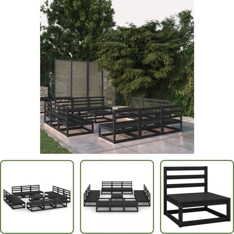 The Living Store Tuinset Grenenhout Zwart 12x middenbank 1x tafel Afmetingen- 70x70x67 cm (BxDxH) 70x70x30 cm (BxDxH) Montage vereist