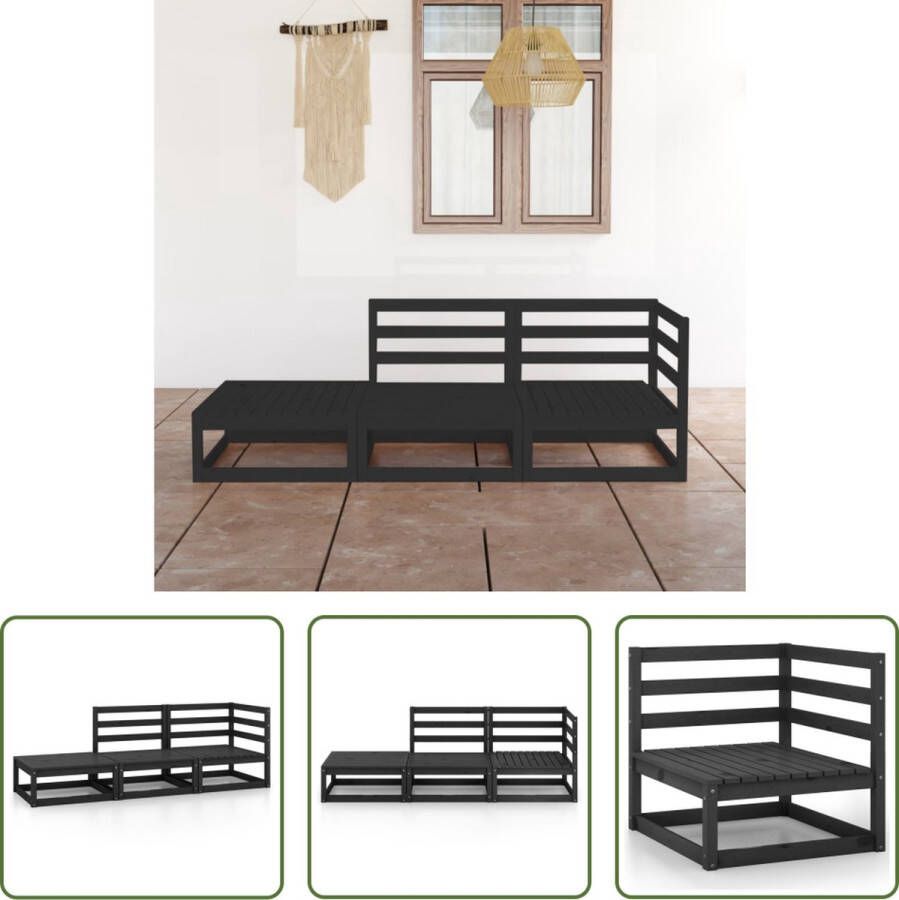 The Living Store Tuinset Grenenhout Zwart Midden hoekbank- 70x70x67 cm Voetenbank- 70x70x30 cm