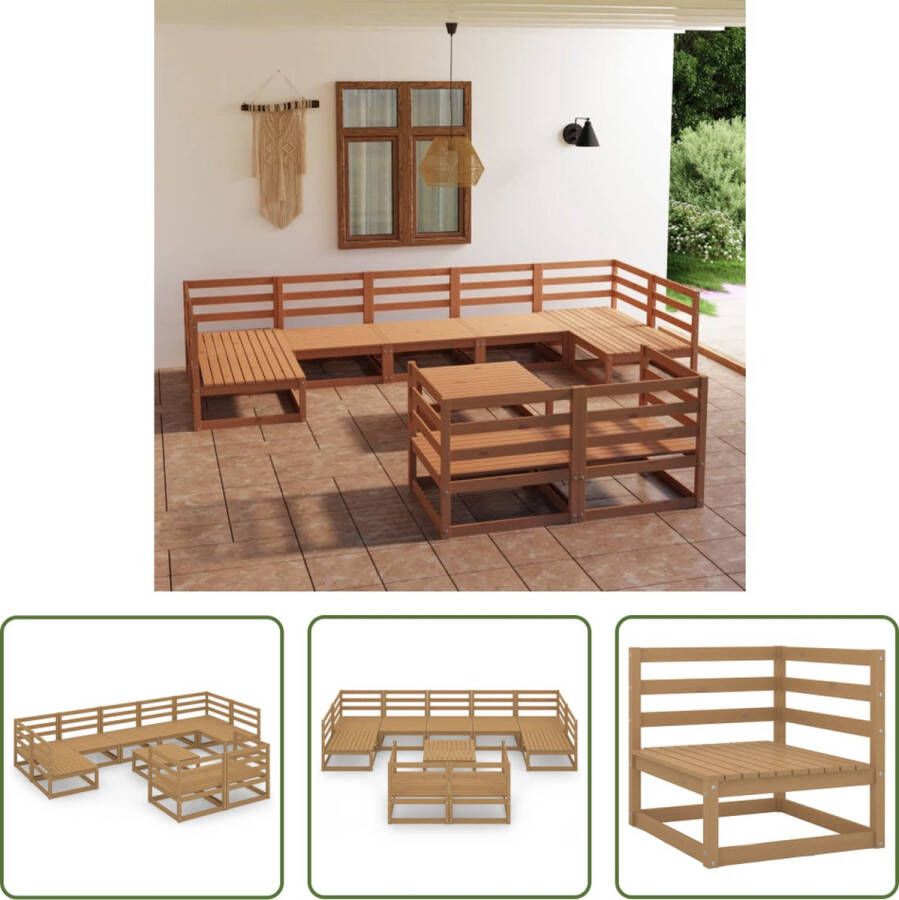 The Living Store Tuinset Grenenhouten Modulair 70x70x67 cm Honingbruin