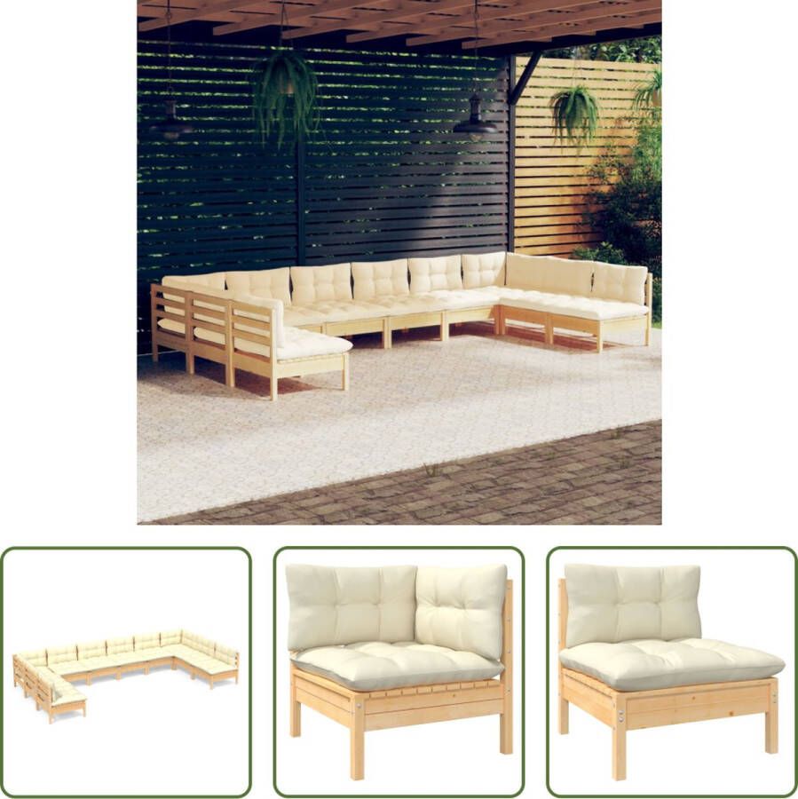 The Living Store Tuinset Lounge Hout Hoekbank 63.5 x 63.5 x 62.5 cm Crème