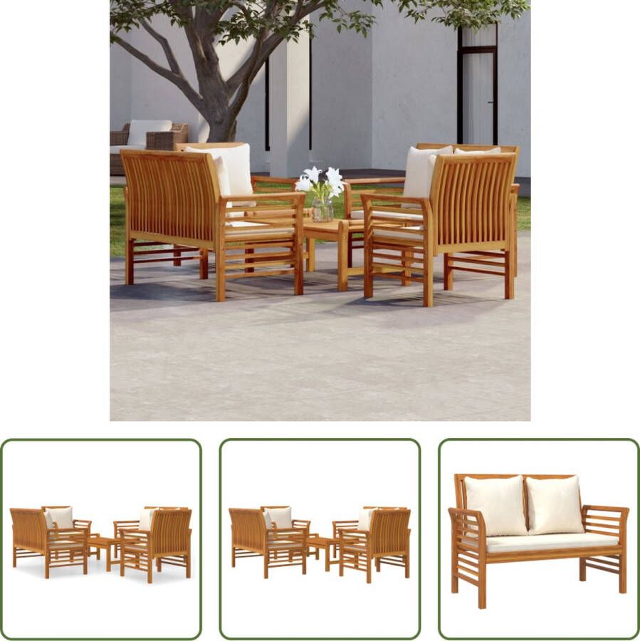 The Living Store Tuinset Massief Acaciahout Armstoel. Bank. Tafel 64x60x81cm. 121x60x81cm. 100x50x50cm