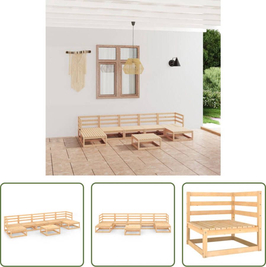 The Living Store Tuinset Massief grenenhout 70 x 70 x 67 cm (B x D x H) Midden hoekbank Tafel voetenbank