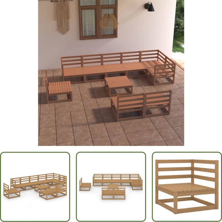 The Living Store Tuinset Massief grenenhout 70 x 70 x 67 cm Honingbruin