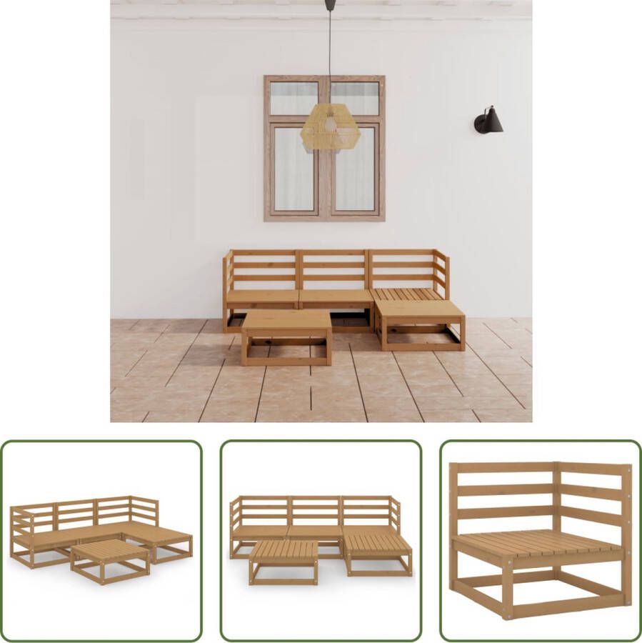 The Living Store Tuinset Massief grenenhout Honingbruin 70x70x67 cm (Midden hoekbank) 70x70x30 cm (Tafel voetenbank)