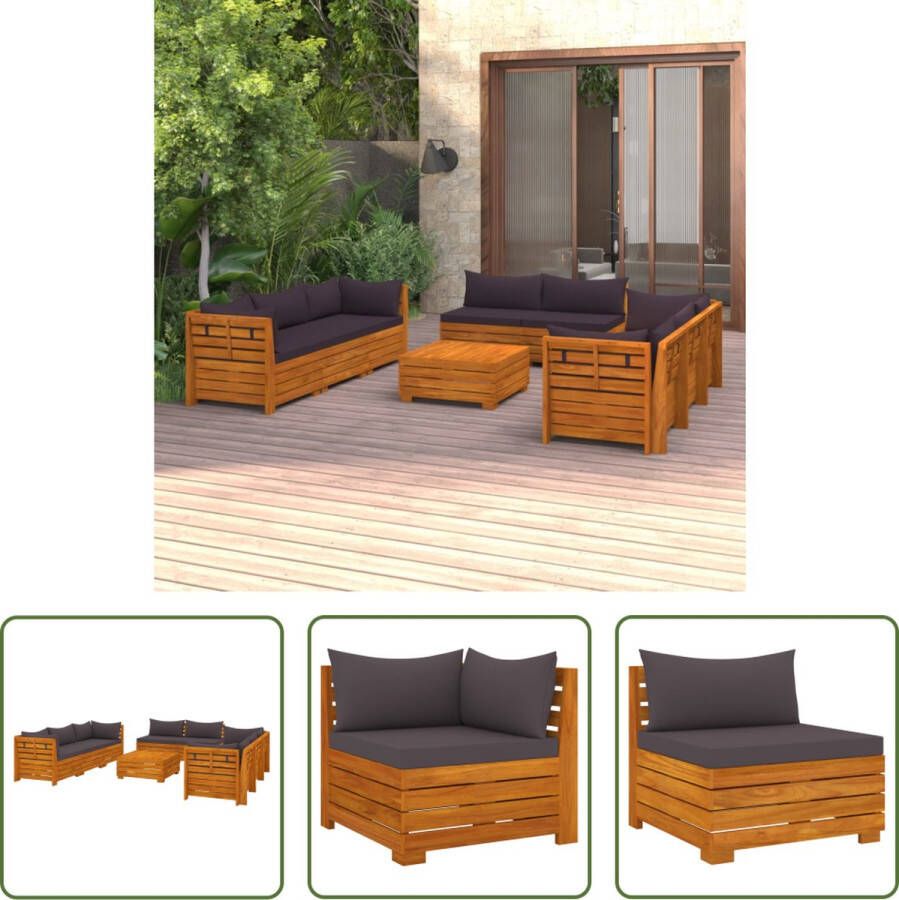 The Living Store Tuinset Meubelset Acaciahout 68x68x60 cm donkergrijs