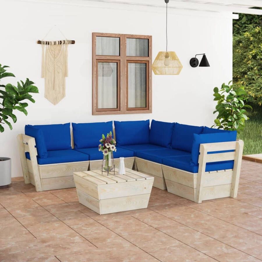The Living Store Tuinset Pallet 6-delig Blauw 60x60x65 cm
