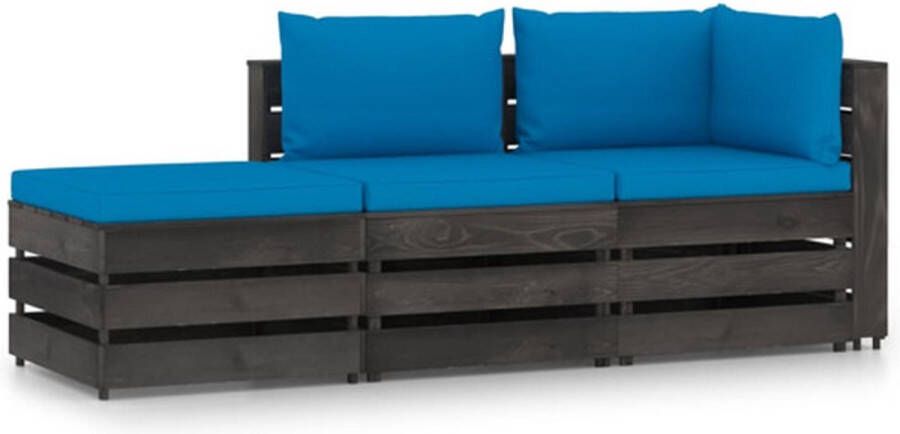 The Living Store Tuinset Pallet Lounge 69x70x66 cm Grenenhout