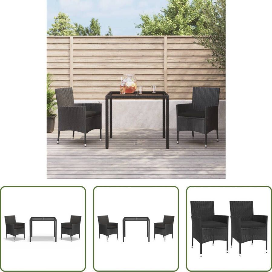 The Living Store Tuinset PE-rattan Eethoek 90x90x75 cm Zwart