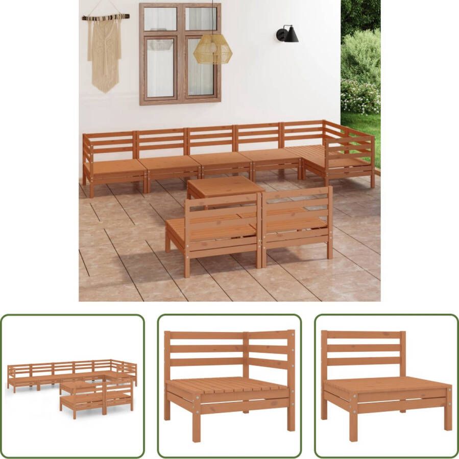 The Living Store Tuinset Rustiek Grenenhout Hoek Middenbank- 63.5x63.5x62.5cm Voetenbank Tafel- 63.5x63.5x28.5cm