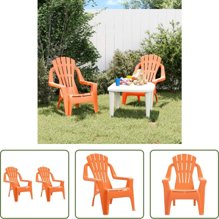 The Living Store Kindertuinstoelen 2 st hout-look 37x34x44 cm polypropeen oranje Tuinstoel