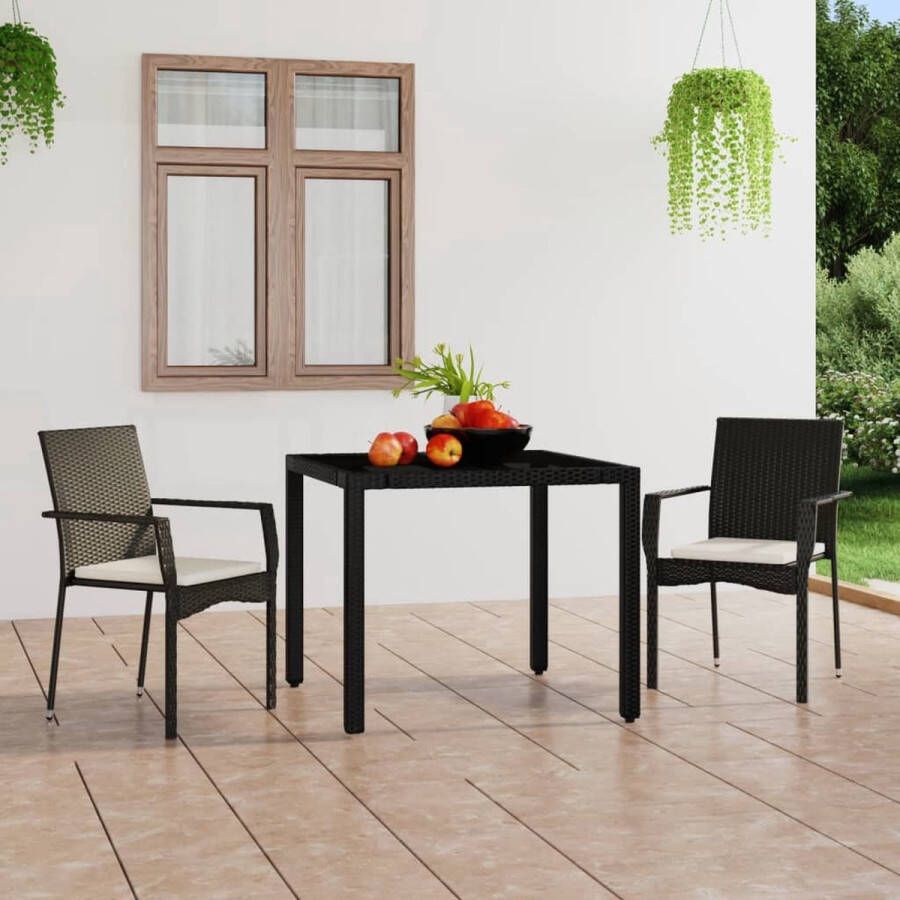 The Living Store Tuinstoel Poly Rattan 59 x 53.5 x 88 cm Zwart