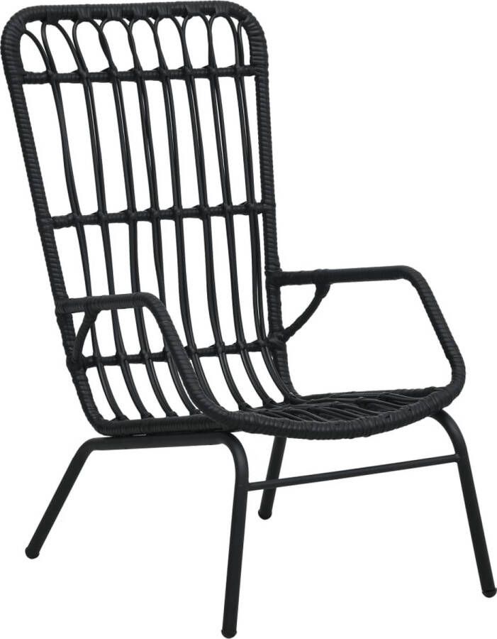 The Living Store Tuinstoel Poly Rattan 75x53.5x90 cm Zwarte Kleur