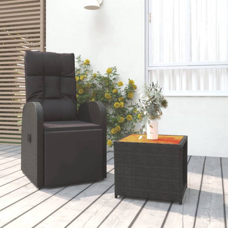 The Living Store Tuinstoel Zwart PE-rattan en staal 57 x 133 x 90 cm Verstelbaar