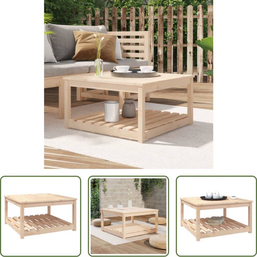 The Living Store Tuintafel Massief Grenenhout 82.5 x 82.5 x 45 cm Opbergruimte