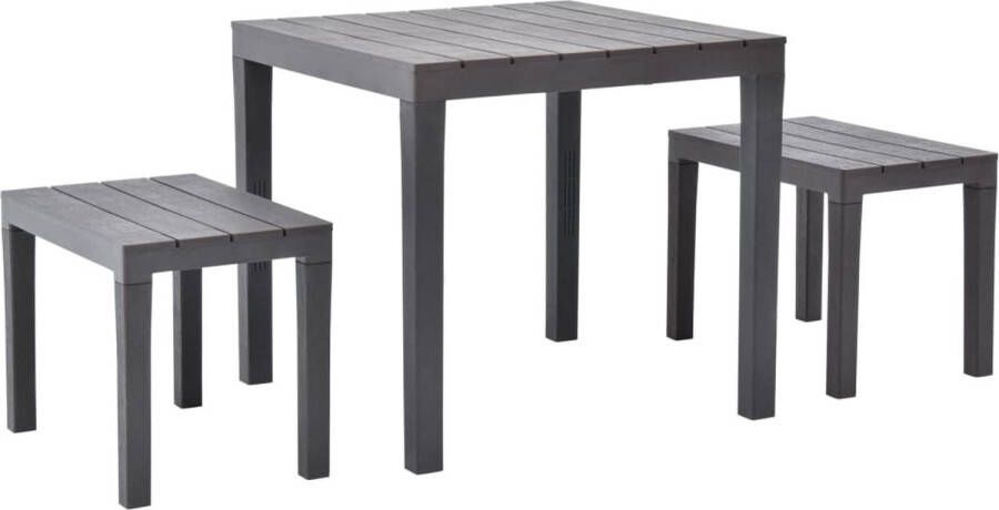 The Living Store Tuinset Bruin Kunststof Tafel 78x78x72cm Bank 60x38x45cm