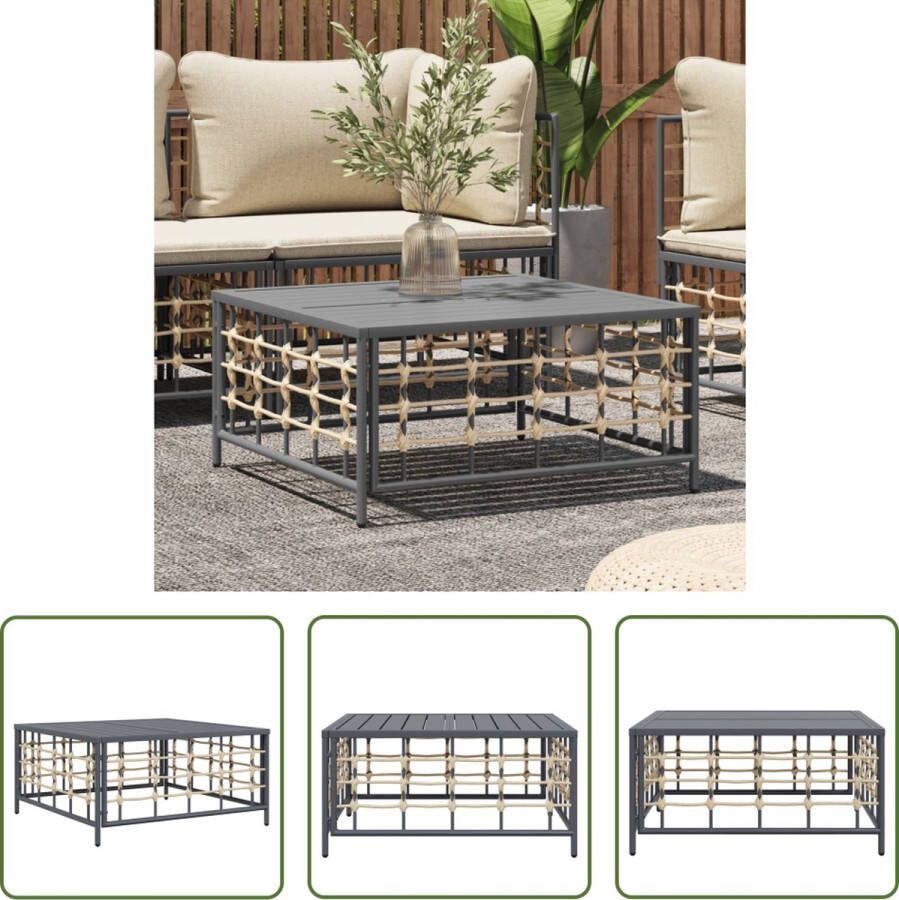 The Living Store Tuintafel Salontafel 70 x 70 x 34 cm Antraciet Weerbestendig PE-rattan en gepoedercoat staal Modulair ontwerp