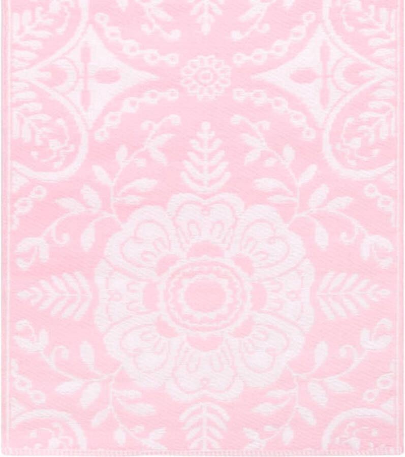 The Living Store Tuintapijt 160 x 230 cm Roze PP materiaal dubbel jacquard patroon