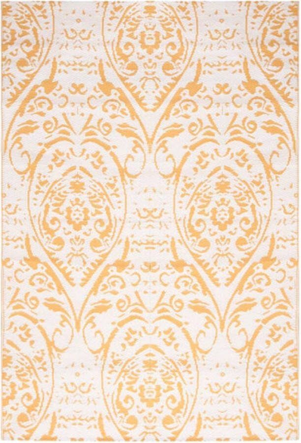 The Living Store Tuintapijt Dubbellaagse Jacquard 140 x 200 cm Geel PP