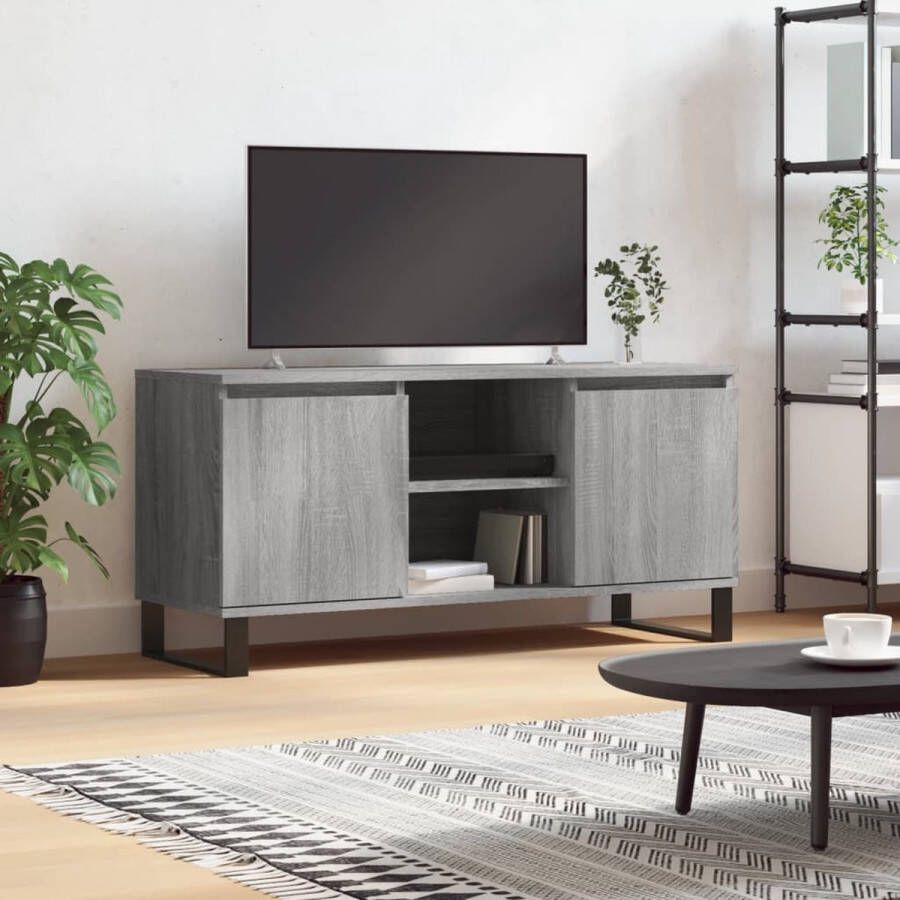 The Living Store TV-meubel Tv-meubel Afmeting- 104 x 35 x 50 cm Kleur- Grijs Sonoma Eiken Ken- Stevig materiaal