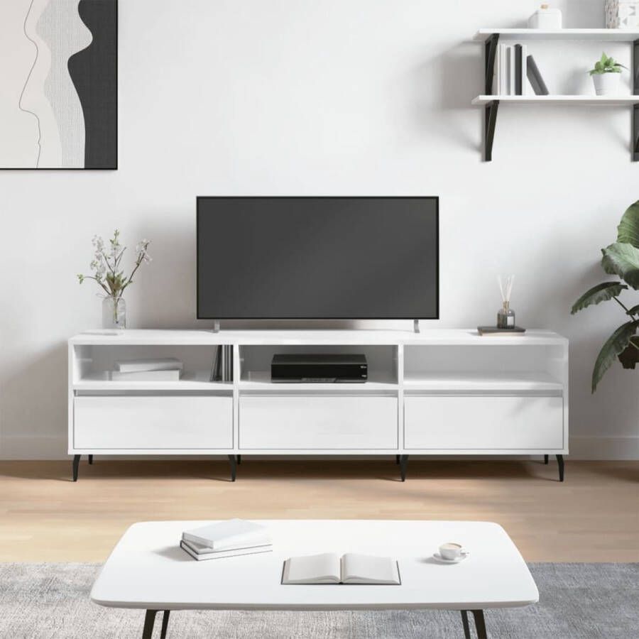 The Living Store TV-meubel praktisch en opvallend 150 x 30 x 44.5 cm hoogglans wit