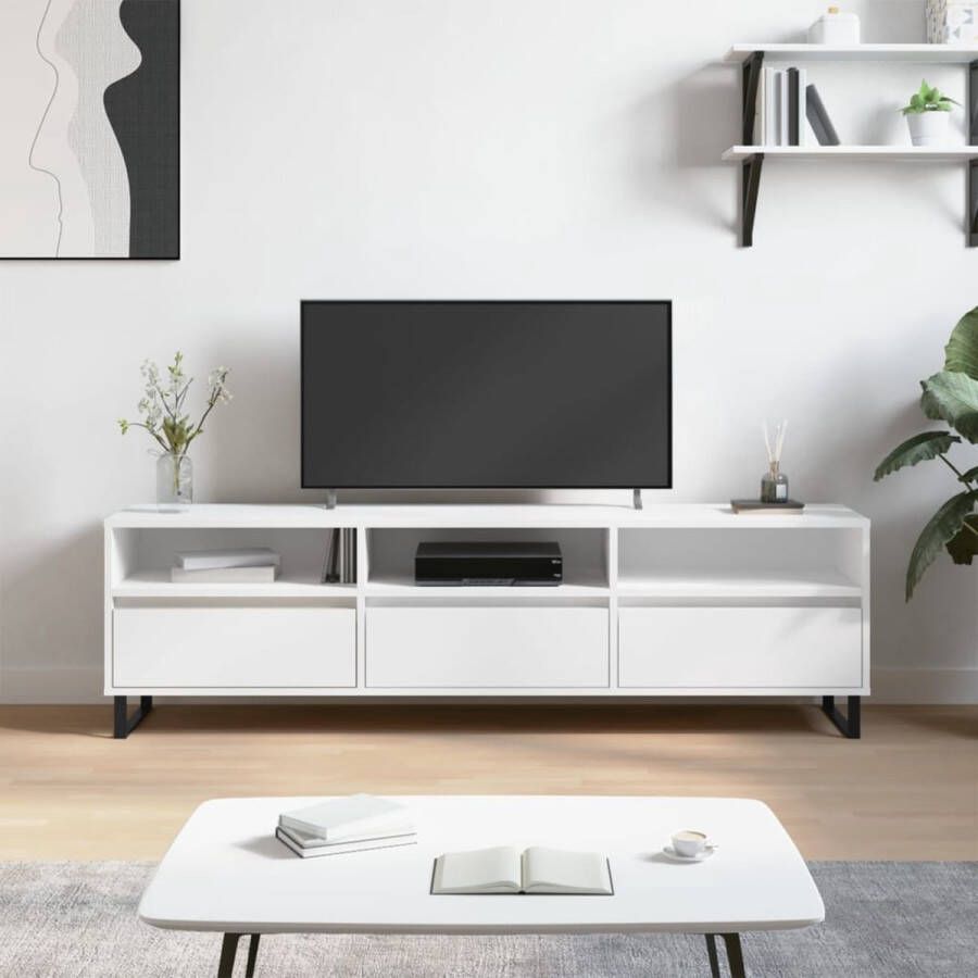The Living Store TV-meubel 150x30x44.5 cm bewerkt hout en ijzer