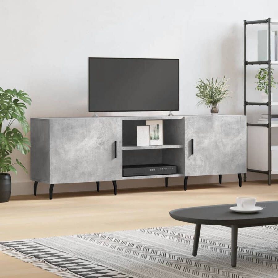The Living Store Tv-meubel 150x30x50 cm bewerkt hout betongrijs Kast
