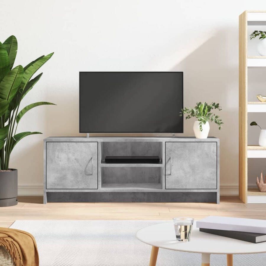 The Living Store TV-meubel betongrijs 102 x 30 x 37.5 cm opbergruimte praktische deuren