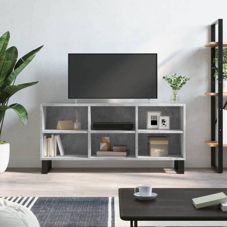 The Living Store TV-meubel Betongrijs 103.5 x 30 x 50 cm Bewerkt hout en ijzer