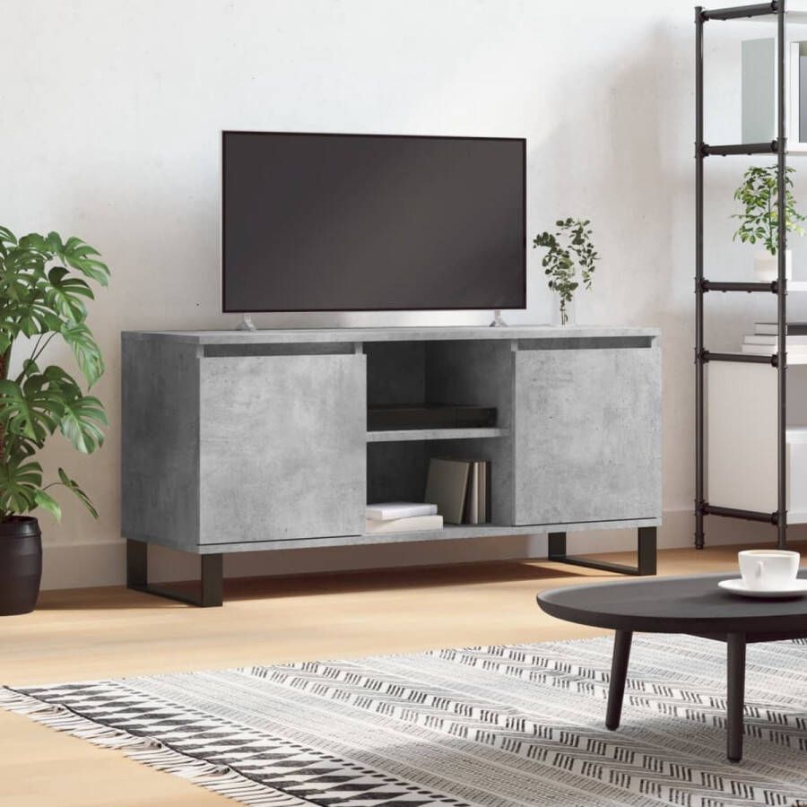 The Living Store TV-meubel Betongrijs 104 x 35 x 50 cm Opbergruimte Stabiel tafelblad