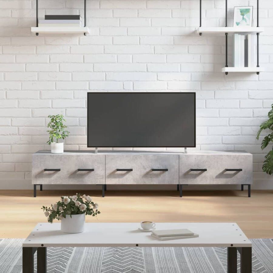 The Living Store TV-meubel Betongrijs 150 x 36 x 30 cm bewerkt hout en ijzer