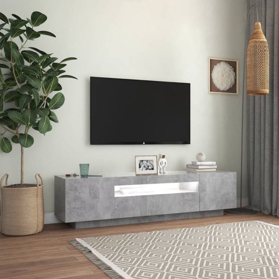 The Living Store TV-meubel Betongrijs LED-verlichting 160 x 35 x 40 cm RGB LED Montage vereist