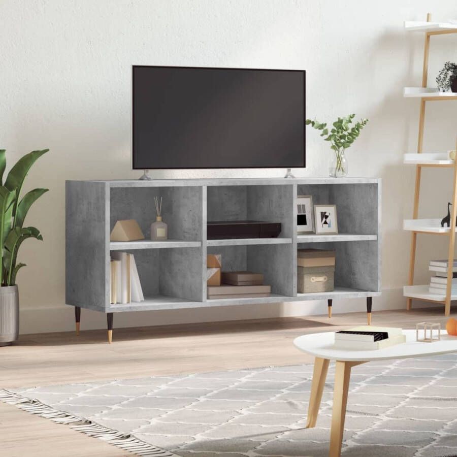 The Living Store TV-meubel Betongrijs Praktische Opbergruimte 103.5 x 30 x 50 cm Stevig Houten Materiaal