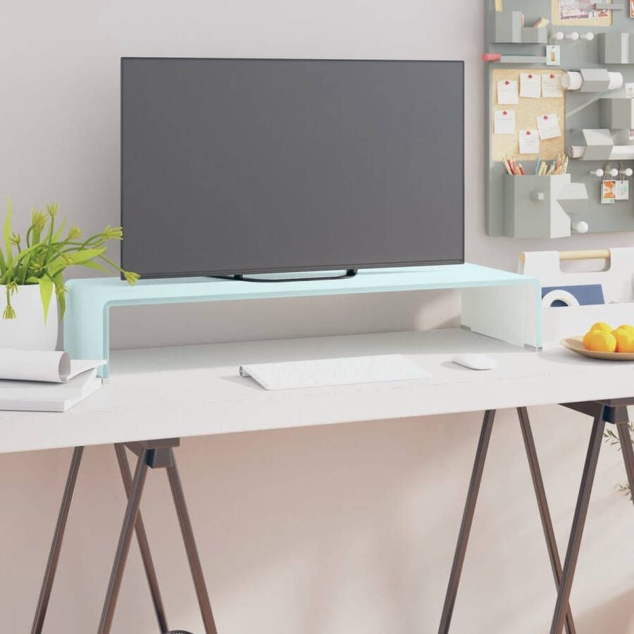 The Living Store Tv-meubel monitorverhoger 80x30x13 cm glas groen